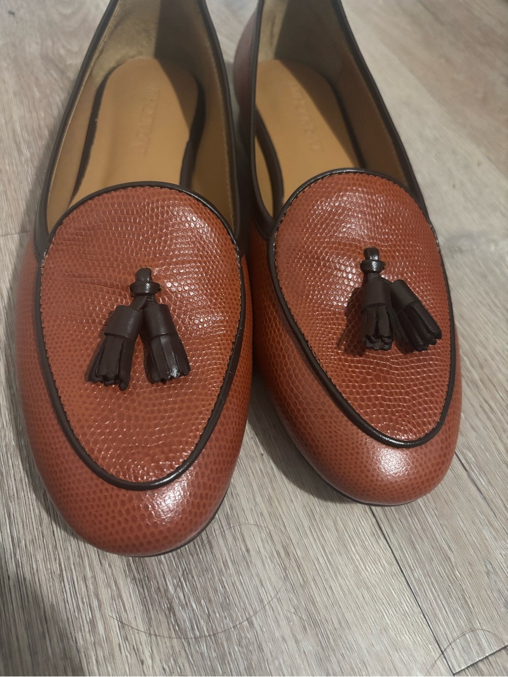 J. McLaughlin Cognac Leather Tassel Loafers - Picture 3 of 9